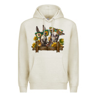 Oatmeal Heather 2 donkeys with sunflowers Premium Hoodie - BarkalooDesign
