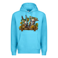 Ocean Blue 2 donkeys with sunflowers Premium Hoodie - BarkalooDesign