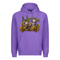 Purple 2 donkeys with sunflowers Premium Hoodie - BarkalooDesign
