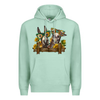 Seafoam 2 donkeys with sunflowers Premium Hoodie - BarkalooDesign