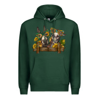 Sports Green 2 donkeys with sunflowers Premium Hoodie - BarkalooDesign