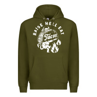 Army Green Raise Hell Eat white Premium Hoodie - linhVisuals