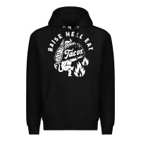 Black Raise Hell Eat white Premium Hoodie - linhVisuals