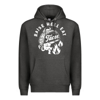 Charcoal Heather Raise Hell Eat white Premium Hoodie - linhVisuals