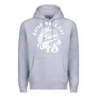 Heather Grey Raise Hell Eat white Premium Hoodie - linhVisuals
