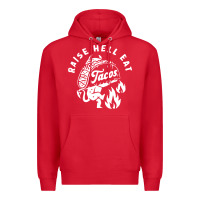 Red Raise Hell Eat white Premium Hoodie - linhVisuals