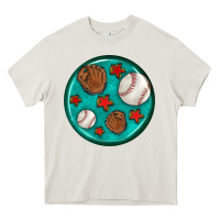 Cream baseball with sunflower round earrings Heavy Core Tee - BundleAndBundleShop