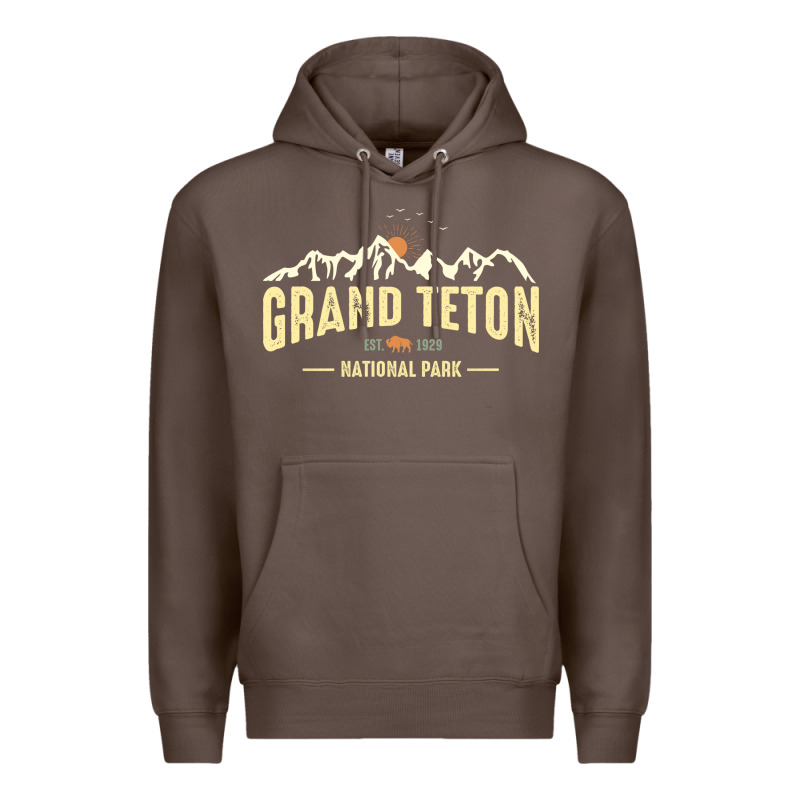 Grand Teton National Park Est 1929 Vinage Wyoming Mountains Graphic Premium Hoodie by linhVisuals | Teevron