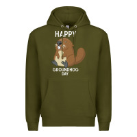 Army Green happy groundhog day respect the shadow funny spring prediction holiday Premium Hoodie - linhVisuals
