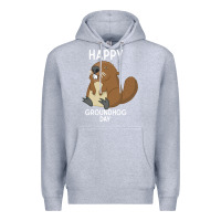 Heather Grey happy groundhog day respect the shadow funny spring prediction holiday Premium Hoodie - linhVisuals