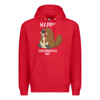 Red happy groundhog day respect the shadow funny spring prediction holiday Premium Hoodie - linhVisuals