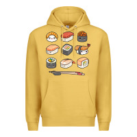 Antique Gold happy sushi kawaii anime japanese food lover funny illustration gift Premium Hoodie - linhVisuals