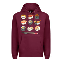 Burgundy happy sushi kawaii anime japanese food lover funny illustration gift Premium Hoodie - linhVisuals