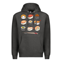 Charcoal Heather happy sushi kawaii anime japanese food lover funny illustration gift Premium Hoodie - linhVisuals