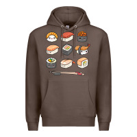 Coffee happy sushi kawaii anime japanese food lover funny illustration gift Premium Hoodie - linhVisuals