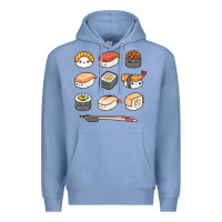 Colony Blue happy sushi kawaii anime japanese food lover funny illustration gift Premium Hoodie - linhVisuals