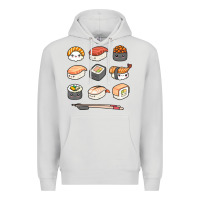 Dove Grey happy sushi kawaii anime japanese food lover funny illustration gift Premium Hoodie - linhVisuals