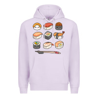 Lilac happy sushi kawaii anime japanese food lover funny illustration gift Premium Hoodie - linhVisuals