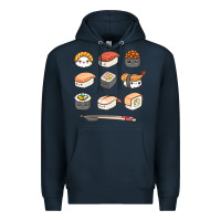 Navy happy sushi kawaii anime japanese food lover funny illustration gift Premium Hoodie - linhVisuals