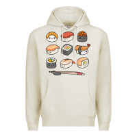 Oatmeal Heather happy sushi kawaii anime japanese food lover funny illustration gift Premium Hoodie - linhVisuals