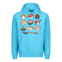 Ocean Blue happy sushi kawaii anime japanese food lover funny illustration gift Premium Hoodie - linhVisuals