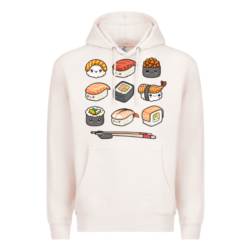 Happy Sushi Kawaii Anime Japanese Food Lover Funny Illustration Gift Premium Hoodie by linhVisuals | Teevron