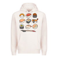 Pale Pink happy sushi kawaii anime japanese food lover funny illustration gift Premium Hoodie - linhVisuals