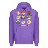 Purple happy sushi kawaii anime japanese food lover funny illustration gift Premium Hoodie - linhVisuals
