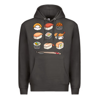 Smoke happy sushi kawaii anime japanese food lover funny illustration gift Premium Hoodie - linhVisuals