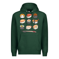 Sports Green happy sushi kawaii anime japanese food lover funny illustration gift Premium Hoodie - linhVisuals