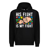 Black his fight is my fight autism dad mom fist bump cute supportive awarene Premium Hoodie - linhVisuals
