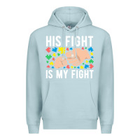 Blue Mist his fight is my fight autism dad mom fist bump cute supportive awarene Premium Hoodie - linhVisuals