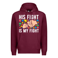 Burgundy his fight is my fight autism dad mom fist bump cute supportive awarene Premium Hoodie - linhVisuals