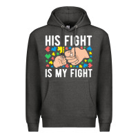 Charcoal Heather his fight is my fight autism dad mom fist bump cute supportive awarene Premium Hoodie - linhVisuals