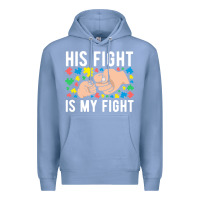 Colony Blue his fight is my fight autism dad mom fist bump cute supportive awarene Premium Hoodie - linhVisuals