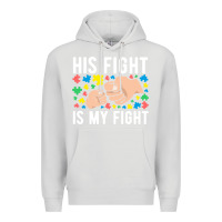 Dove Grey his fight is my fight autism dad mom fist bump cute supportive awarene Premium Hoodie - linhVisuals
