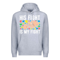 Heather Grey his fight is my fight autism dad mom fist bump cute supportive awarene Premium Hoodie - linhVisuals