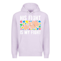 Lilac his fight is my fight autism dad mom fist bump cute supportive awarene Premium Hoodie - linhVisuals