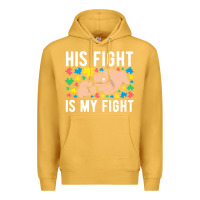 Mustard his fight is my fight autism dad mom fist bump cute supportive awarene Premium Hoodie - linhVisuals