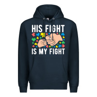 Navy his fight is my fight autism dad mom fist bump cute supportive awarene Premium Hoodie - linhVisuals
