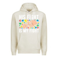 Oatmeal Heather his fight is my fight autism dad mom fist bump cute supportive awarene Premium Hoodie - linhVisuals