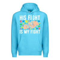 Ocean Blue his fight is my fight autism dad mom fist bump cute supportive awarene Premium Hoodie - linhVisuals