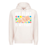 Pale Pink his fight is my fight autism dad mom fist bump cute supportive awarene Premium Hoodie - linhVisuals