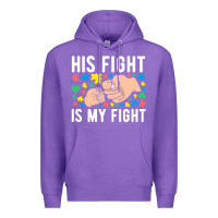Purple his fight is my fight autism dad mom fist bump cute supportive awarene Premium Hoodie - linhVisuals
