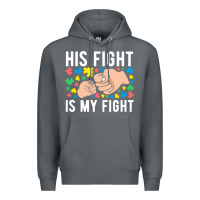 His Fight Is My Fight Autism Dad Mom Fist Bump Cute Supportive Awarene Premium Hoodie | Teevron