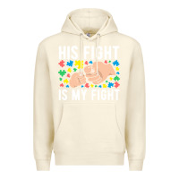 Sandshell his fight is my fight autism dad mom fist bump cute supportive awarene Premium Hoodie - linhVisuals