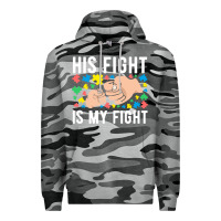 Slate Camo his fight is my fight autism dad mom fist bump cute supportive awarene Premium Hoodie - linhVisuals