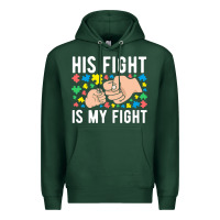 Sports Green his fight is my fight autism dad mom fist bump cute supportive awarene Premium Hoodie - linhVisuals