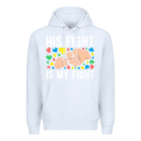 White his fight is my fight autism dad mom fist bump cute supportive awarene Premium Hoodie - linhVisuals