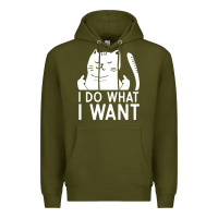 Army Green i do what i want cat giving a finger funny middle finger rude graphic Premium Hoodie - linhVisuals